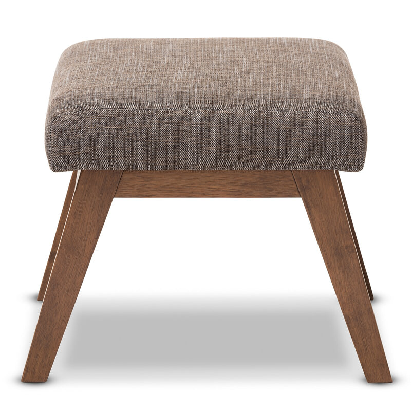 Wooden Ottoman with Fabric Upholstery