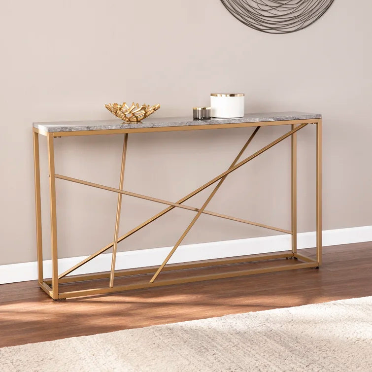 Console Table with Metal Base & Marble Top