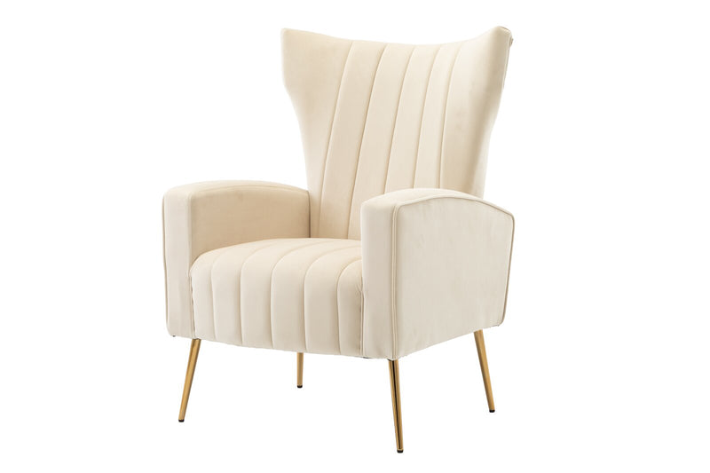 Versatile Luxury Unique Design Accent Chair Armchair with Golden Metal Legs