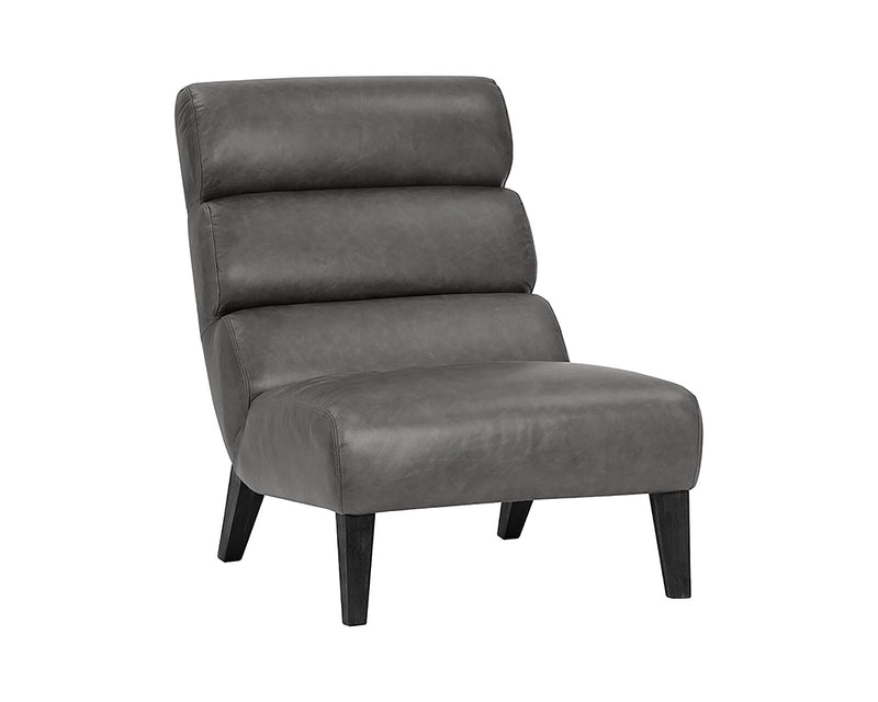 Wooden Lounge Chair with Cushioned Leatherette