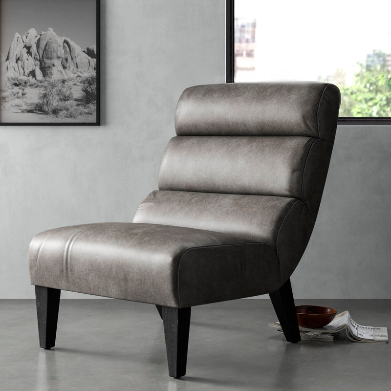 Whitely Modern Accent Chair, Armless Lounge Chair for Living Room and Bedroom, Faux Leather upholstered Chair