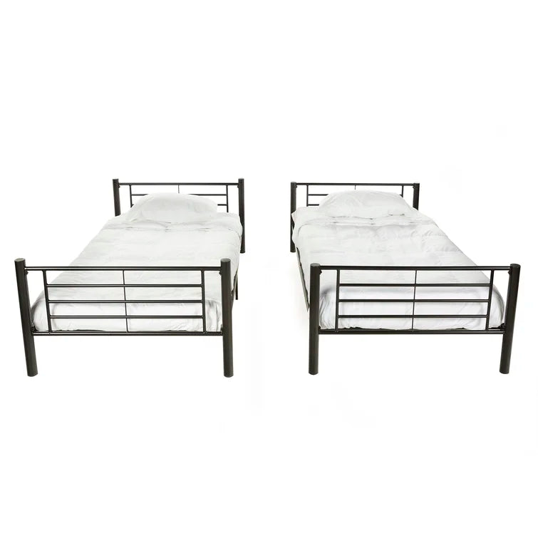 Twin over Twin Metal Bunk Bed, Sturdy Frame with Metal Slats