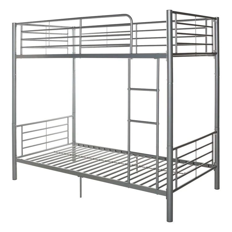 Twin over Twin Metal Bunk Bed, Sturdy Frame with Metal Slats