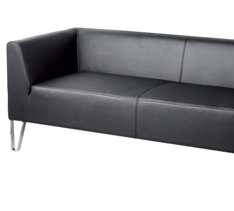 3 Seater Leatherette Sofa Metal Frame Legs Base Cushioned