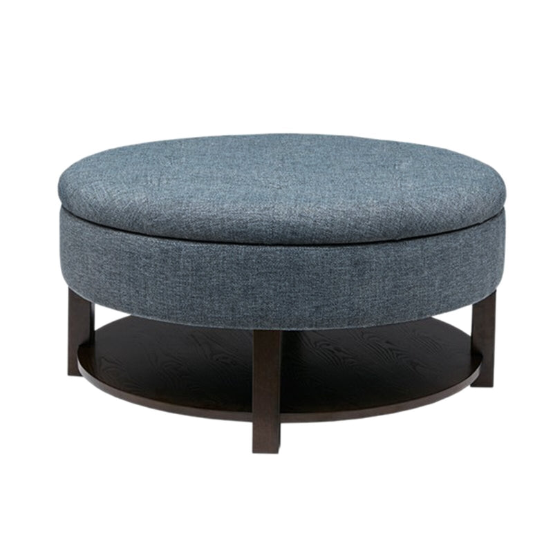 Ottoman With Storage Fabric Upholstery & Wooden Base