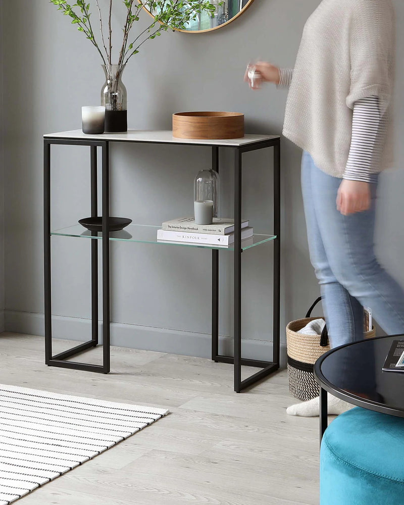 Console Table with Metal Base & Ceramic Top