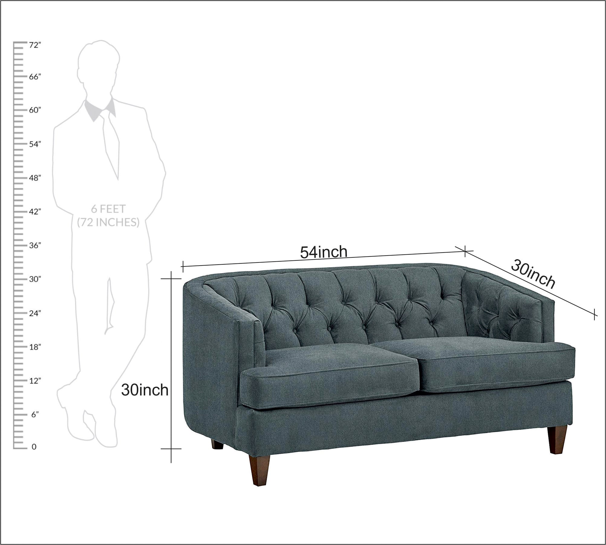 2 Seater Upholstered in Suede, Sofa with Wooden Legs