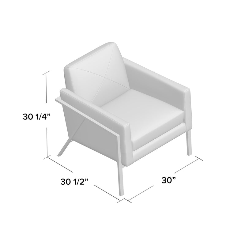 Lounge Chair with Metal Frame Base in Cushioned Fabric