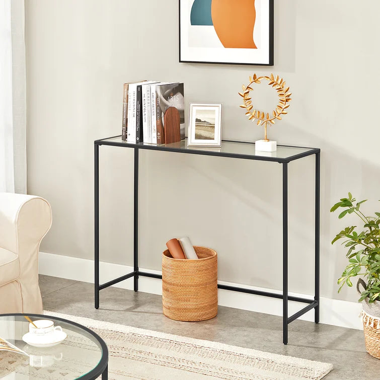 Console Table with Metal Base & Glass Top