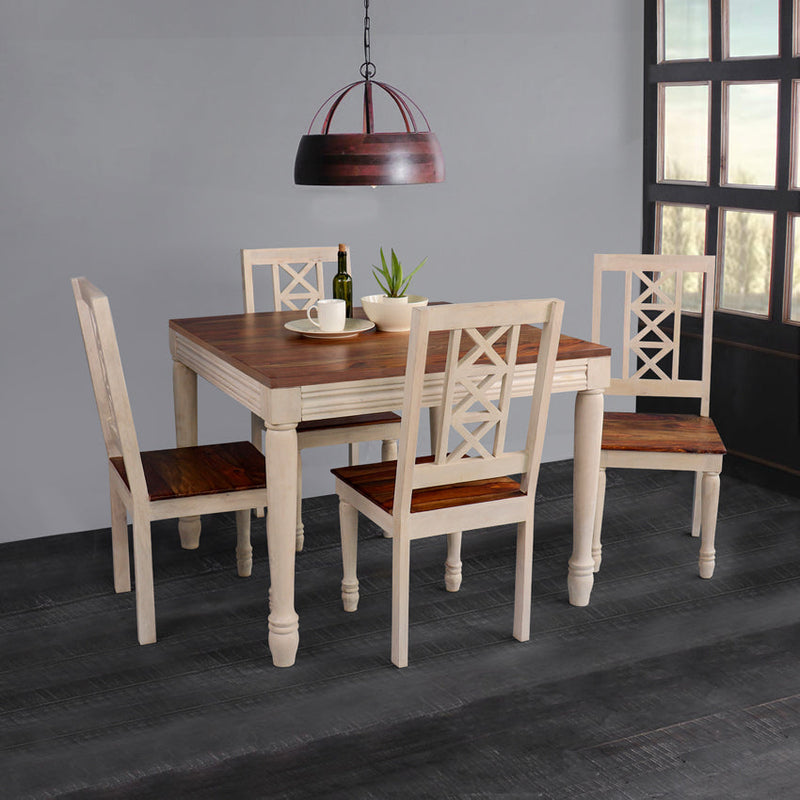 Dining Table Chair Set of 4 with Wooden Frame Base