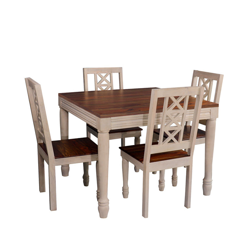 Dining Table Chair Set of 4 with Wooden Frame Base