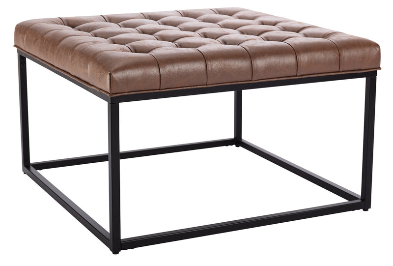 Ottoman with Leatherette Upholstery & Metal Base