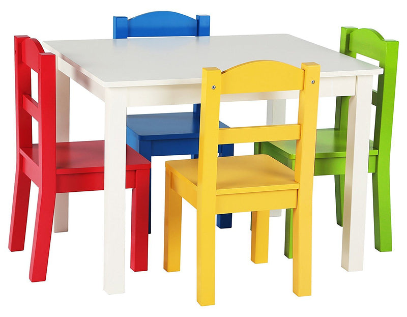 The Wooden Top 1 Table with 4 Colorful Kids Chair