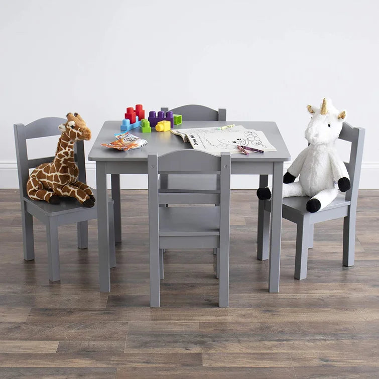 Wooden Top 1 Table with 4 Colourful Kids Chair