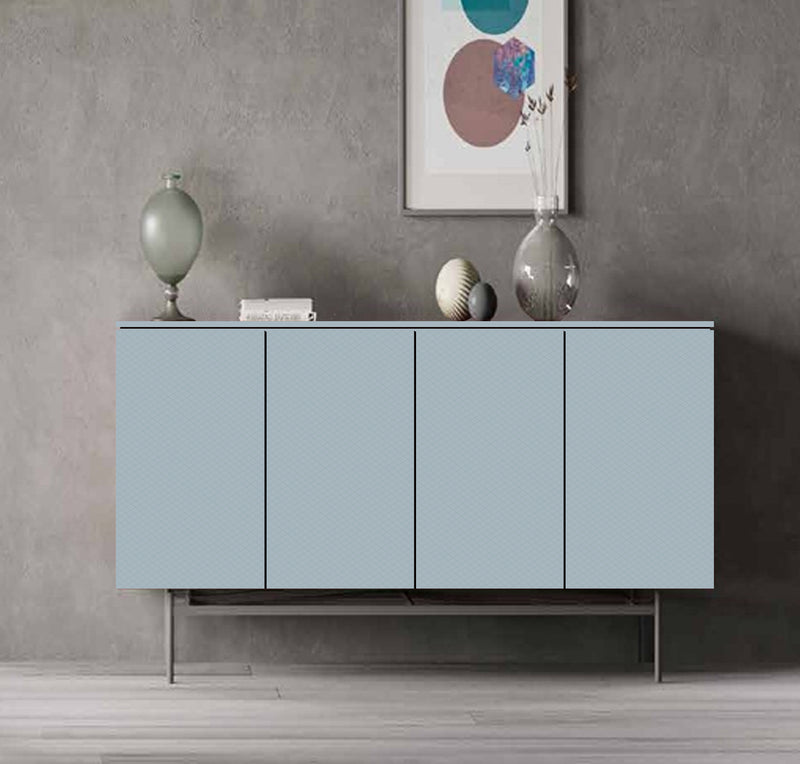 Wooden Ash Grey Contemporary Console Storage with Metal Base