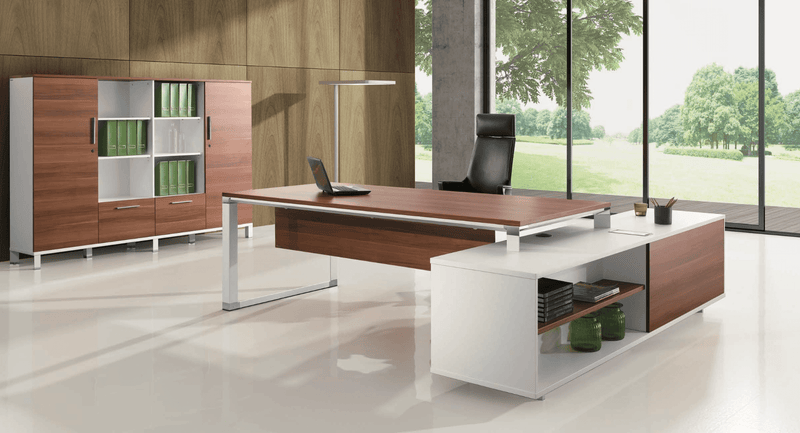Executive Table L-shape with Metal Frame & Top Particle Board
