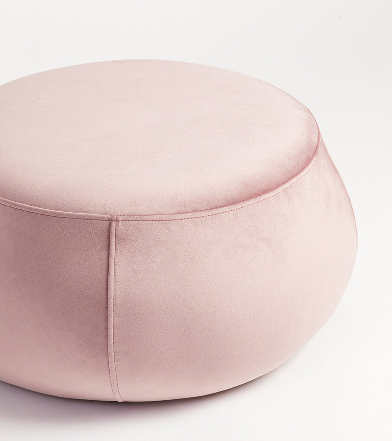 Fabric Upholstery & Wooden Pouffe
