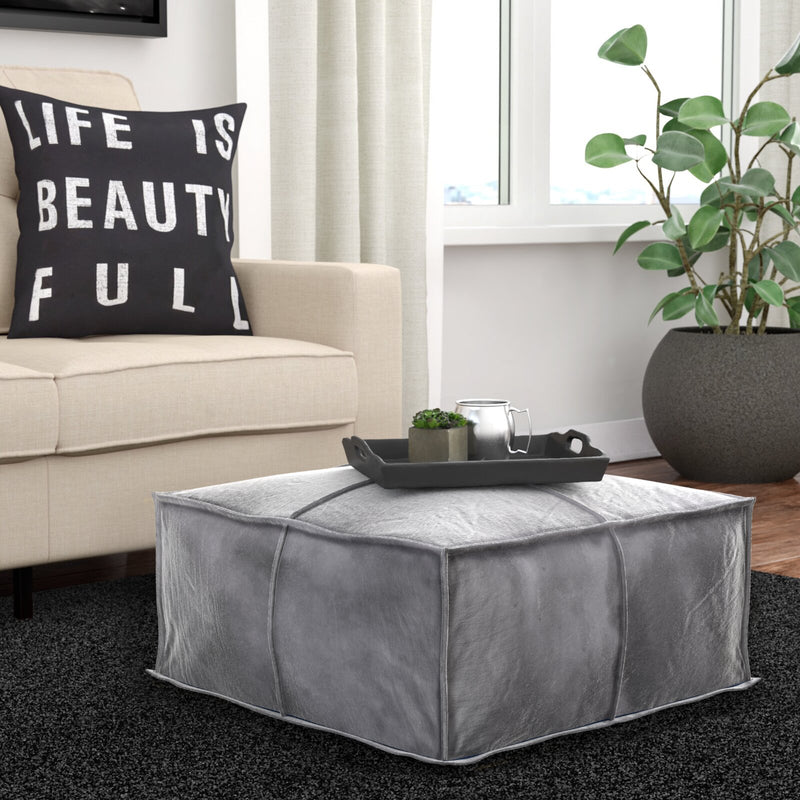 Wooden Ottoman With Fabric Upholstery