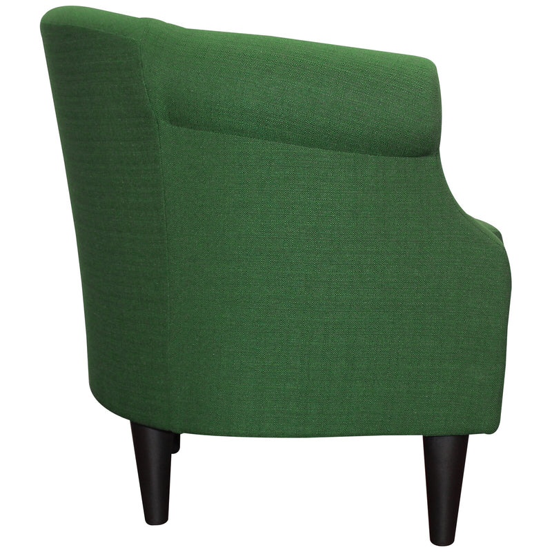 Comfortable Wide Barrel Living Room Chairs Tight Back Round, Recessed Arms | Aesthetic Look, Traditional Look Emerald Green
