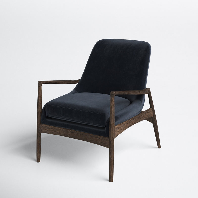 Wooden Lounge Chair with Cushioned Fabric