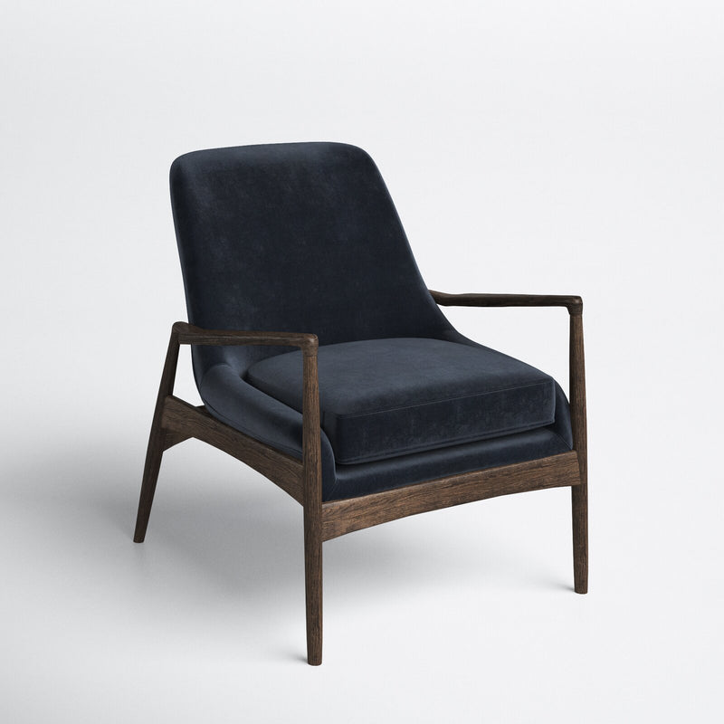 Wooden Lounge Chair with Cushioned Fabric