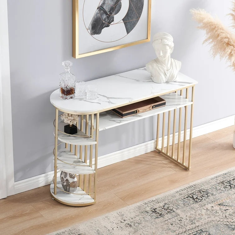 Console Table with Metal Base & Marble Top