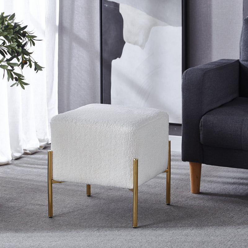 Pouffe Chair Fabric Upholstery & Metal Base