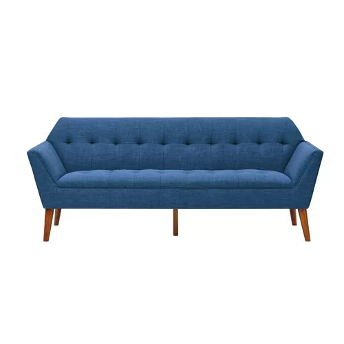 Teak Wood Guest Room Three Seater Sofa -Light Blue