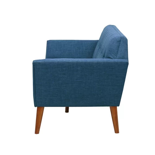 Teak Wood Guest Room Three Seater Sofa -Light Blue