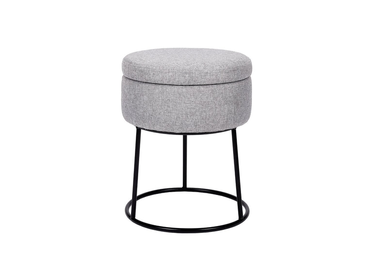 Pouffe with Storage Fabric Upholstery & Metal Base