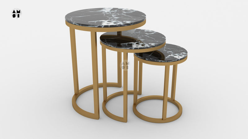 Bedside Table With Metal Frame Set of 3