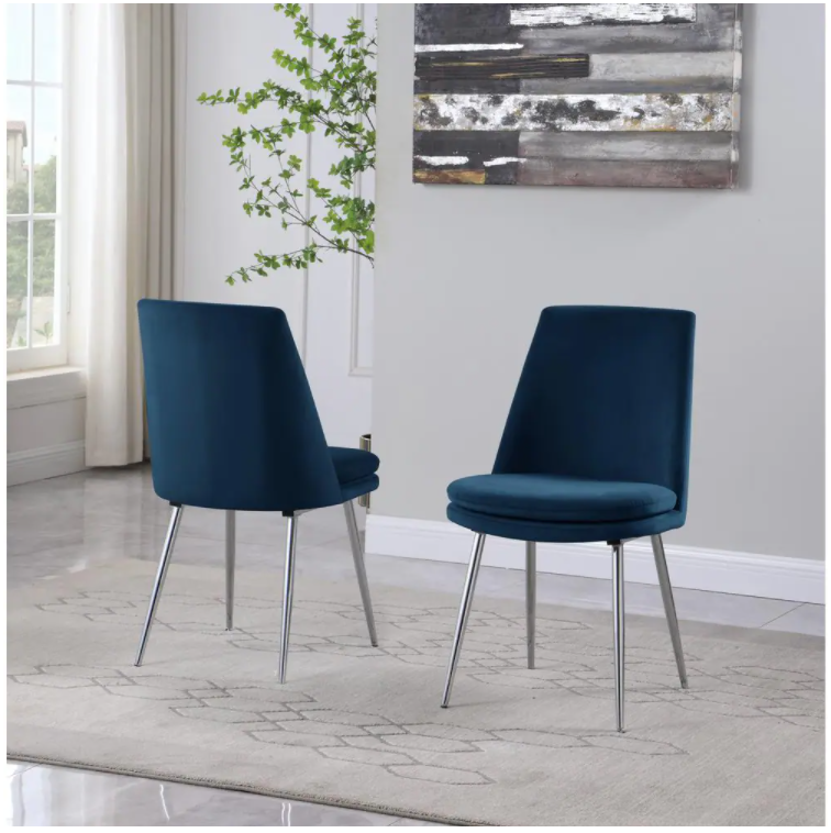 Upholstered Dining Chair with Metal Legs
