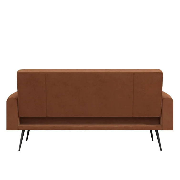 2 Seater Fabric Sofa Cum Bed with Wooden Legs