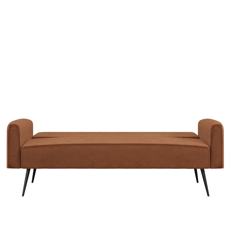 2 Seater Fabric Sofa Cum Bed with Wooden Legs