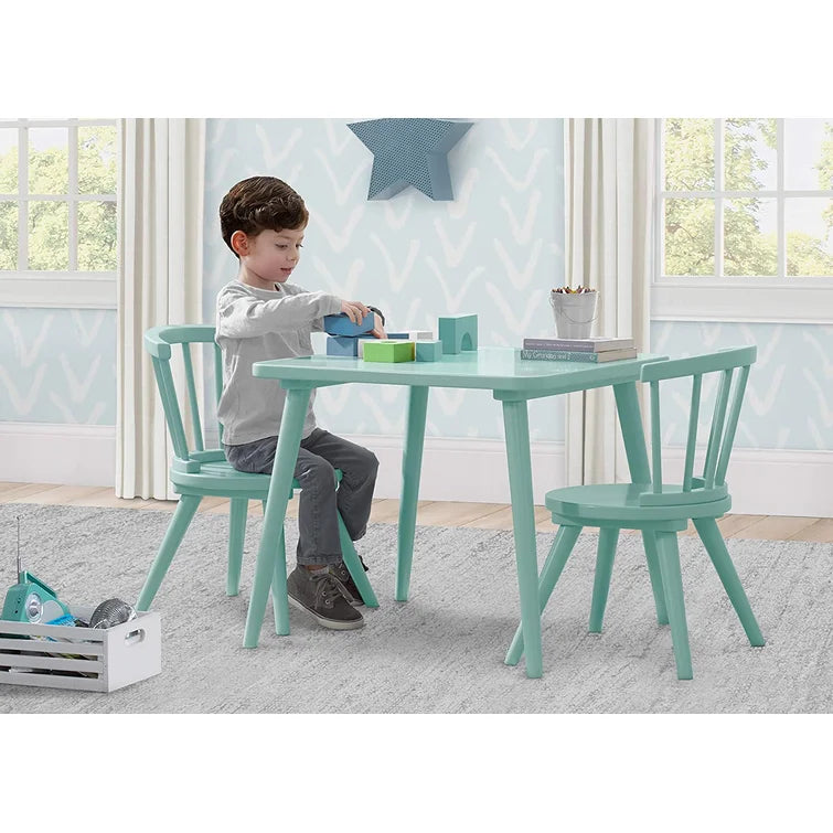 The Wooden Top 1 Table with 2 Colourful Kids Chair