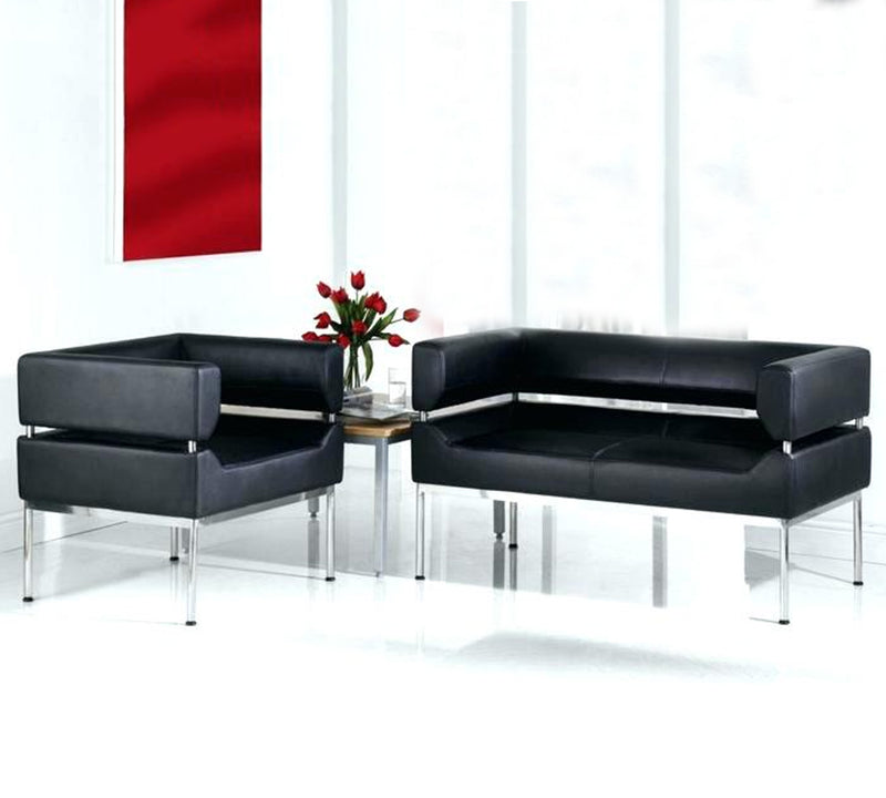 3 Seater Leatherette Sofa in Metal Base