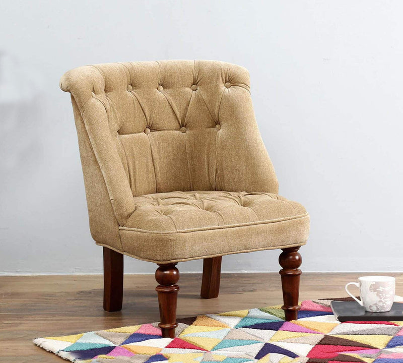 Accent Lounge Chair Upholstered in Velvet Teak Wood