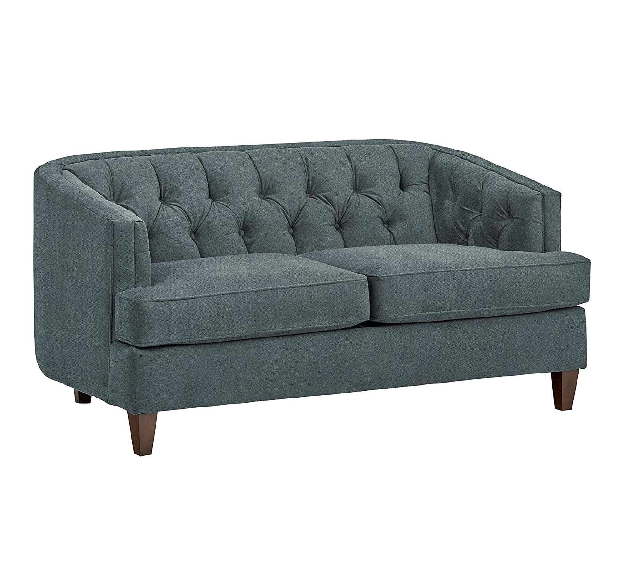 2 Seater Upholstered in Suede, Sofa with Wooden Legs