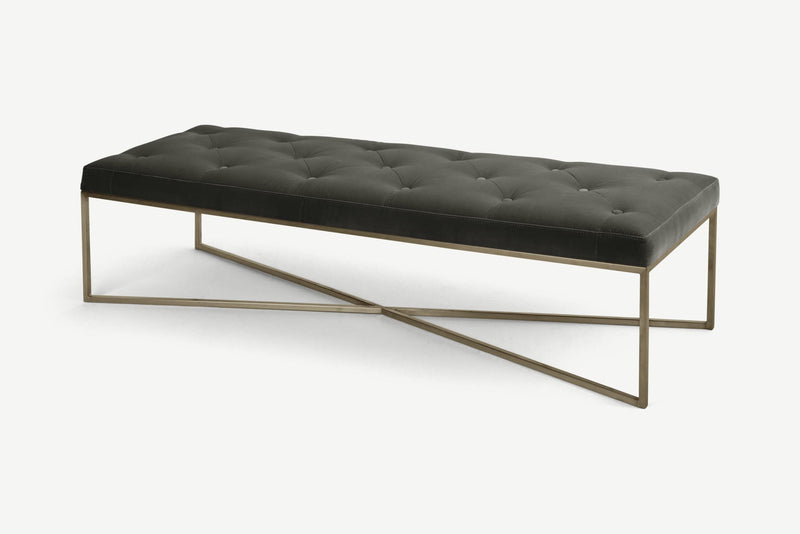 Ottoman in Fabric Upholstery & Metal Base