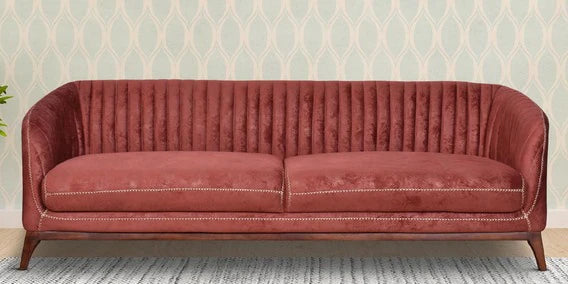 Velvet 3 Seater Sofa In Rustic Red Color