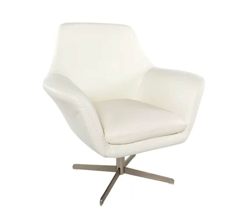 Lounge Chair with Stainless Steel Base in Cushioned Leatherette
