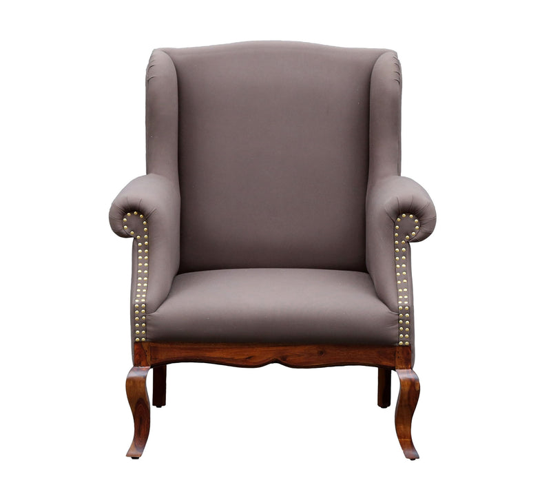 Wooden Lounge Chair with Leatherette Upholstery