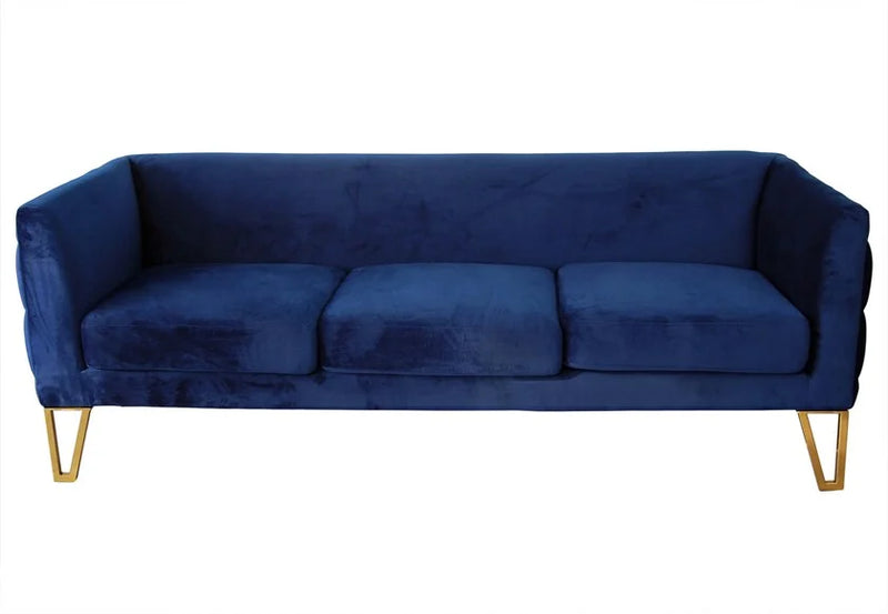 3 Seater Velvet Sofa with Metal Legs