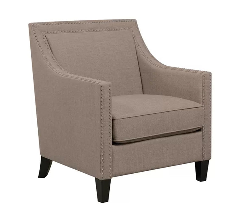 Modern Velvet Lounge Chair in Teak Wood with Armrest