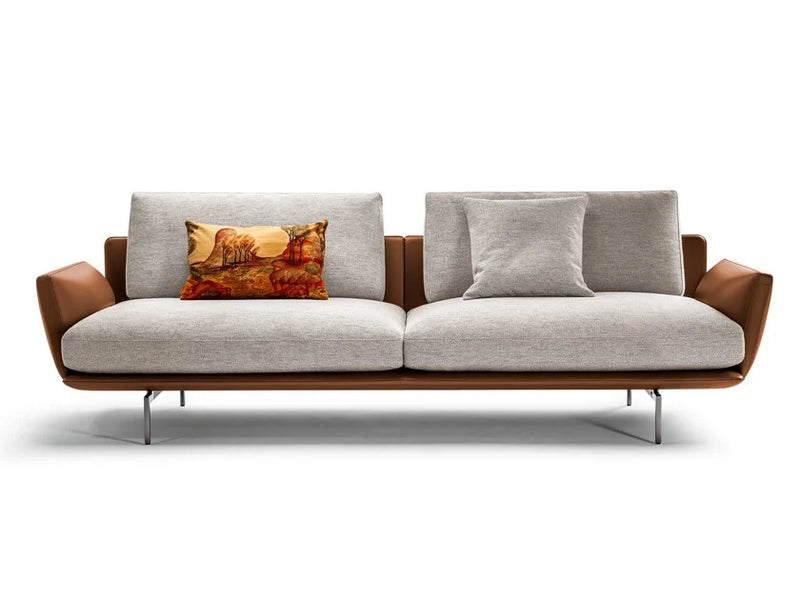 2 Seater Leatherette Sofa with Metal Legs