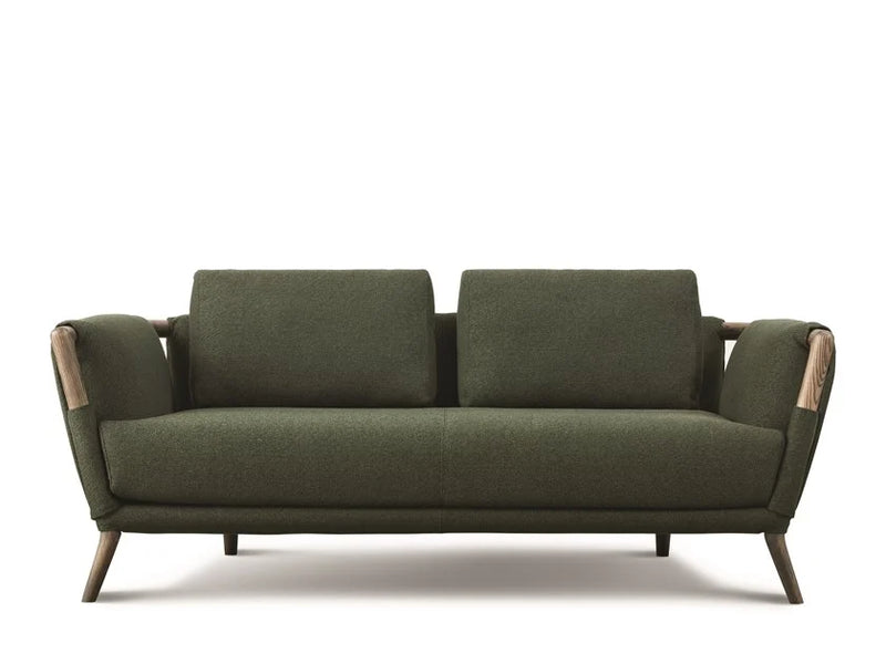 2 Seater Fabric Sofa with Wooden Legs
