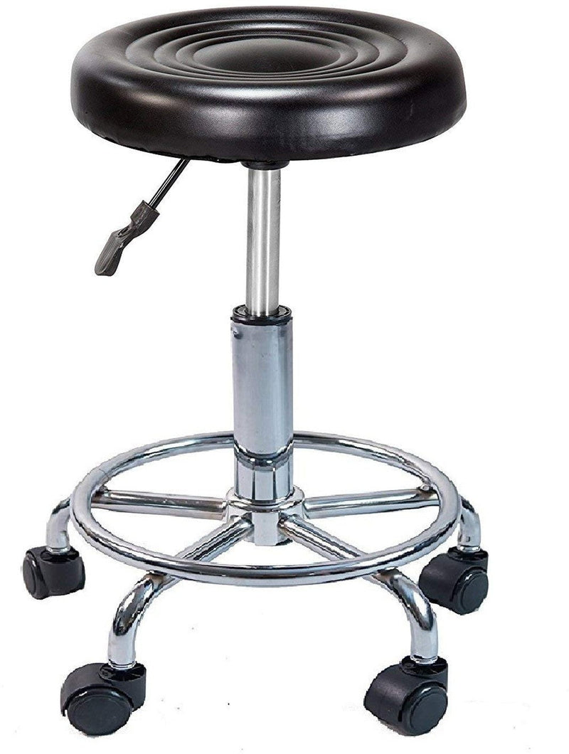 Doctor Stool Metal Frame Base with Caster Wheels Leatherette Height Adjustable