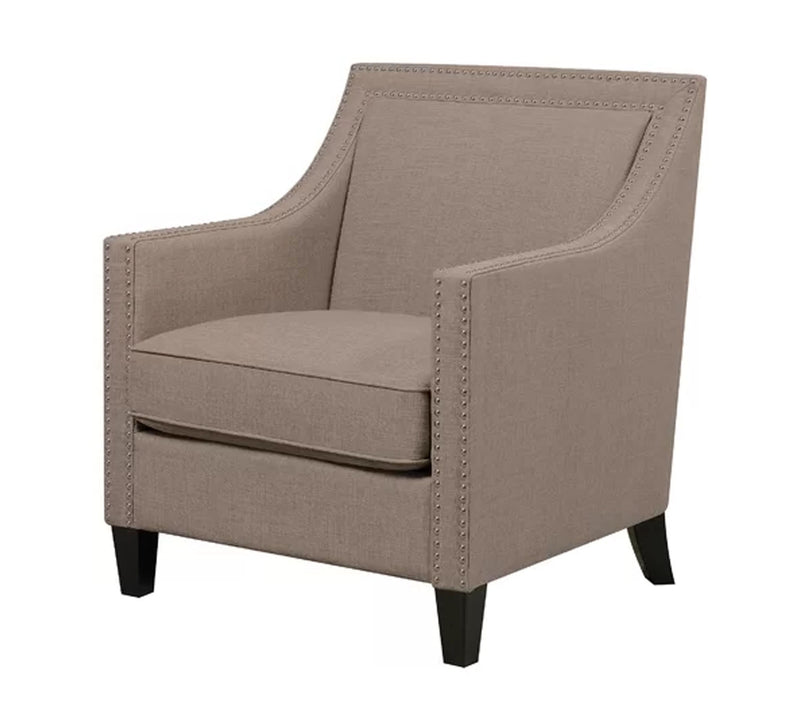 Wooden Lounge Chair with Wooden Legs in Cushioned Suede Velvet