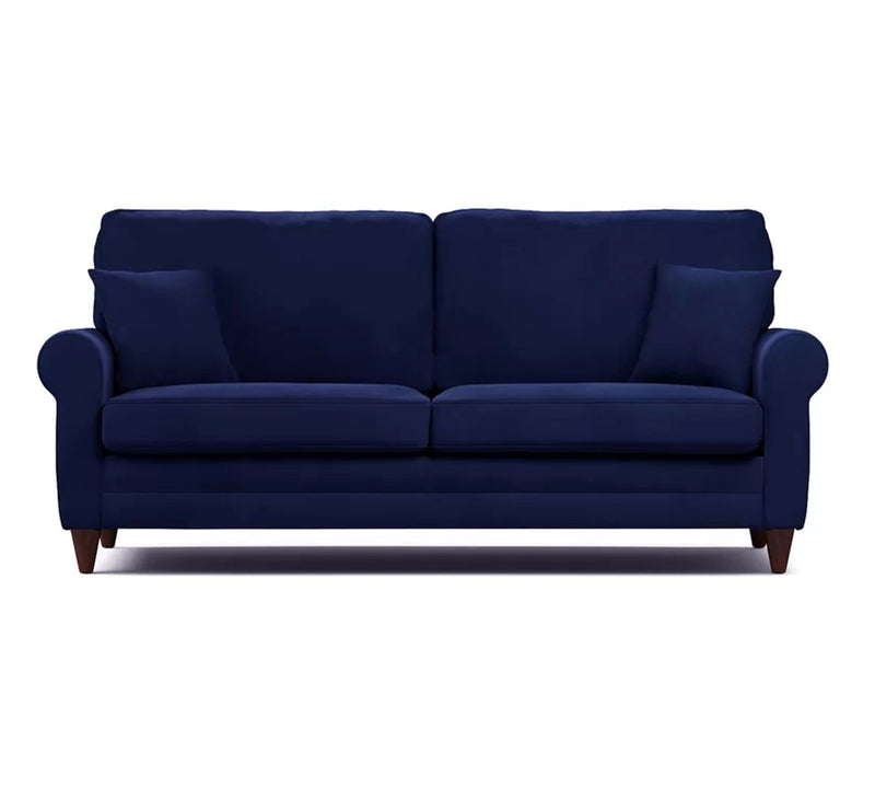 Two Seater Velvet Sofa With Wooden Legs