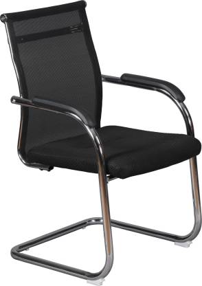 Visitor Chair With Arms Metal Chrome Finish Base